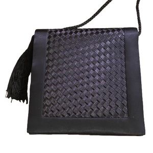 Vintage black silk purse with side tassel
